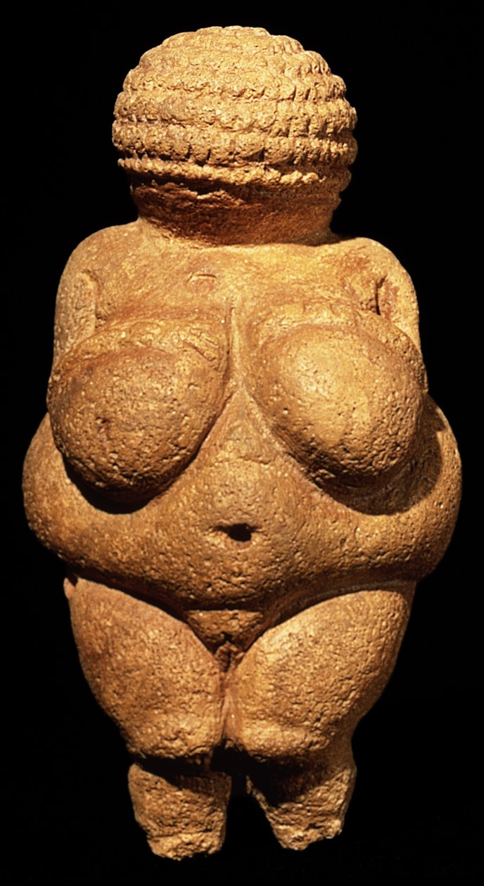 Willendorfská Venuše, symbol plodnosti, prehistorická socha, 30000-25000 př.nl (přední pohled) od Unbekannt Unbekannt