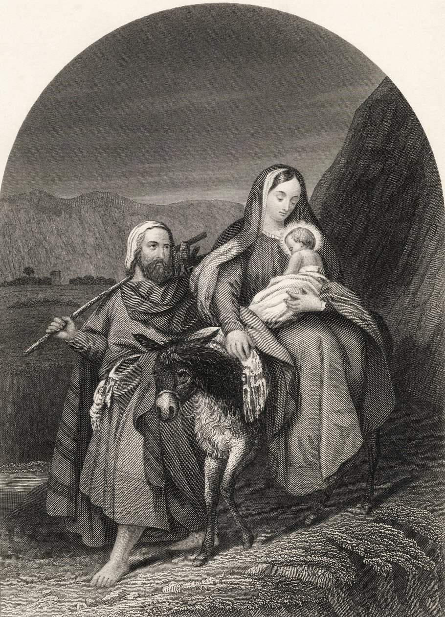 Let do Egypta, vyrytý S. Allenem, z „The National Illustrated Family Bible“, vydané kolem roku 1870 od Unbekannt Unbekannt