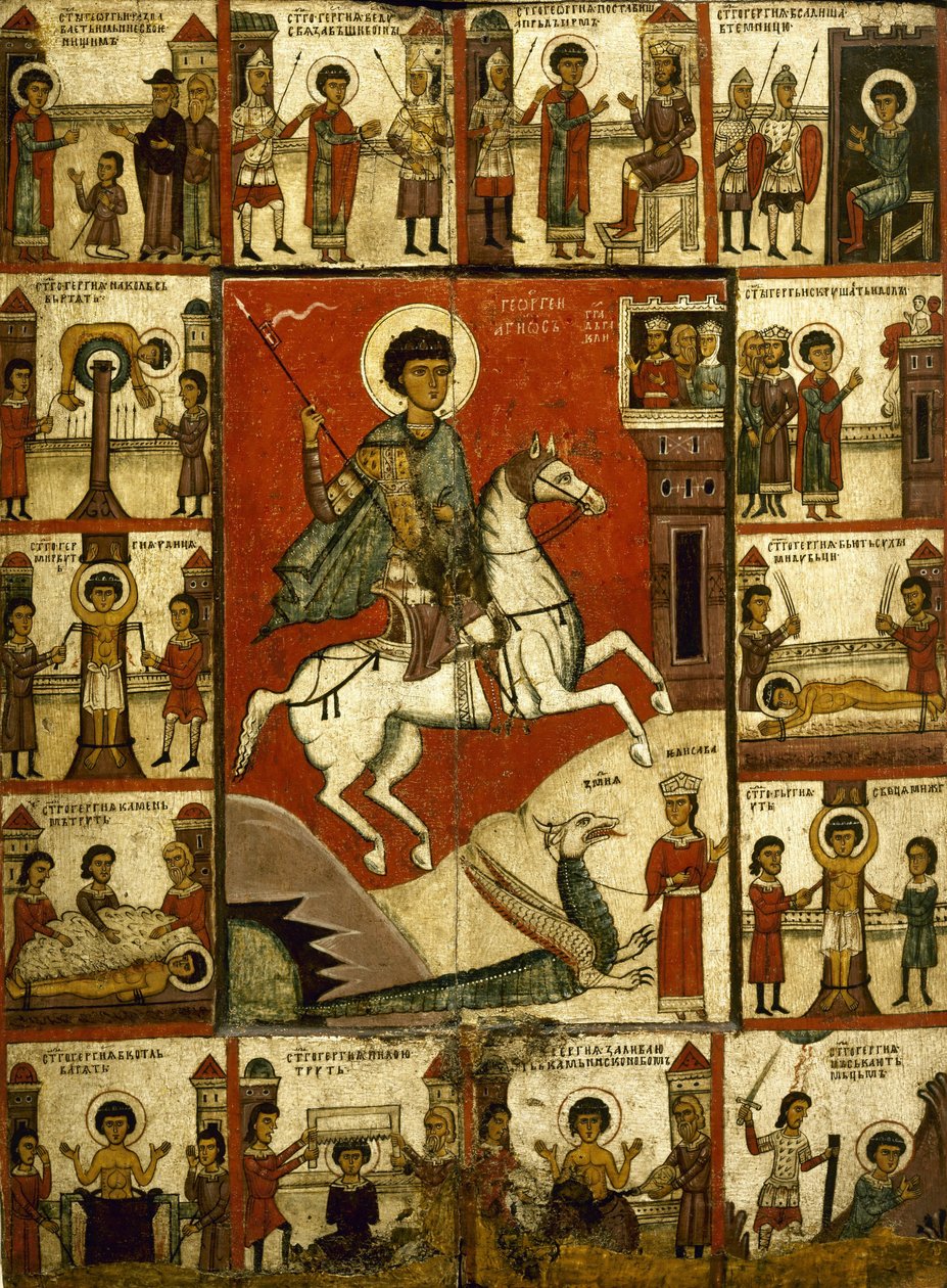 Unknown - Miracle of St George and the Dragon, with Scenes from his Life. Novgorod od Unbekannt Unbekannt