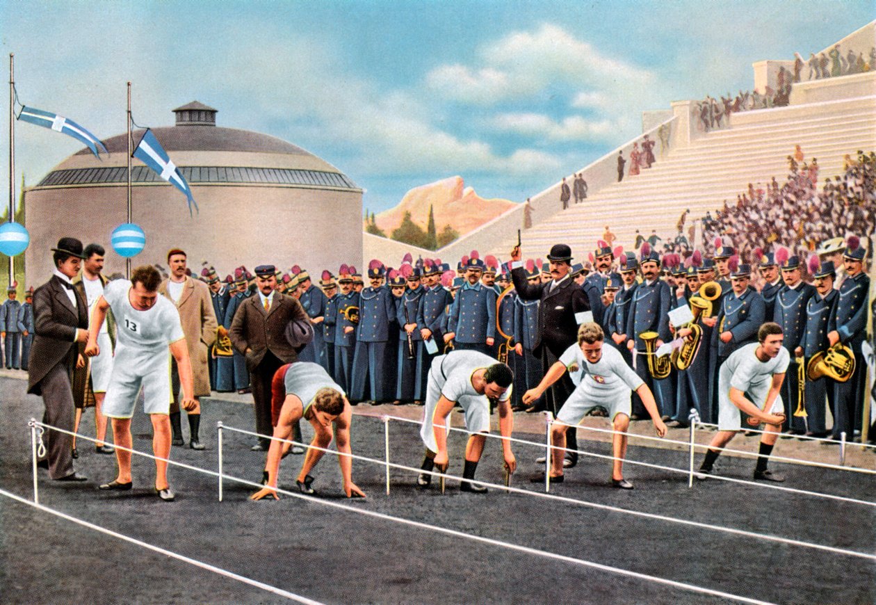 Závod ve sprintu na 100 metrů na olympijských hrách v Aténách 1896, 1936 od Unbekannt