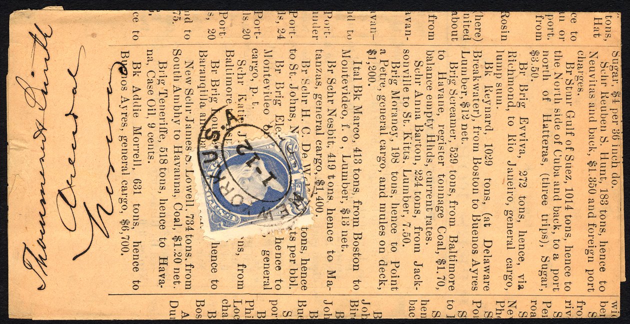 1c obálka Franklinovy sazby tiskovin, 12. ledna 1884. od Unbekannt
