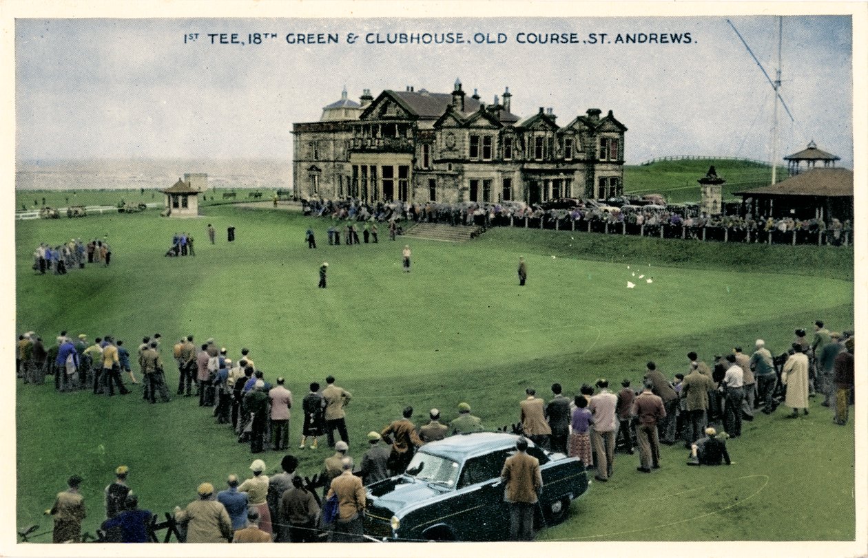 1st Tee, 18th Green & Clubhouse, Old Course, St. Andrews, c1955 od Unbekannt