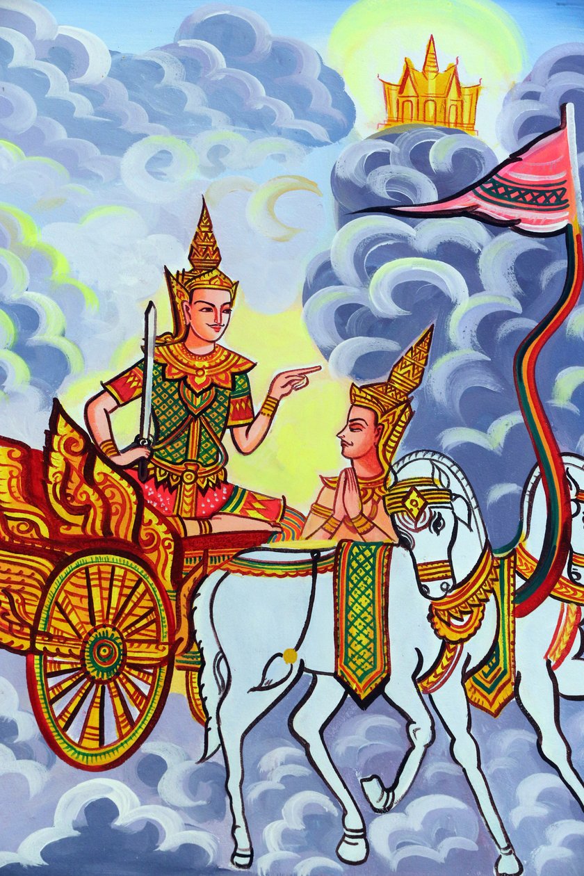 20151029, Vientiane, Laos: buddhistický chrám Wat Si Muang (Simuong). Obraz zobrazující životní příběh Buddhy Šákjamuniho od Unbekannt
