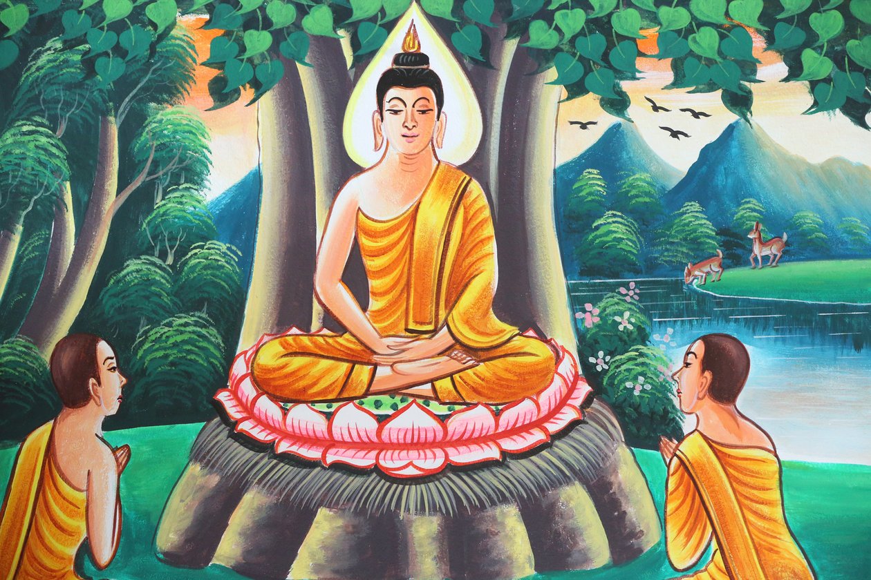 20151103, Kasi, Laos : Obraz zobrazující životní příběh Buddhy Šákjamuniho od Unbekannt