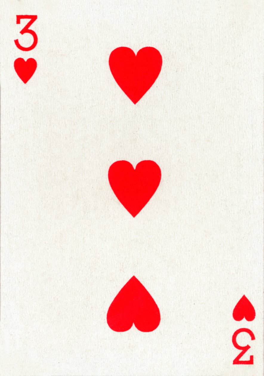 3 of Hearts z balíčku hracích karet Goodall & Son Ltd., c1940 od Unbekannt