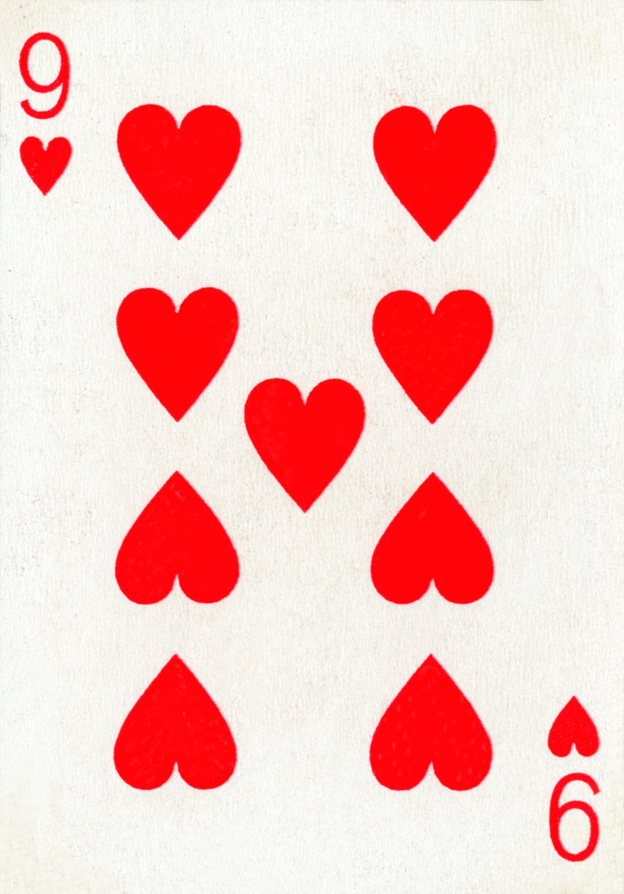 9 of Hearts z balíčku hracích karet Goodall & Son Ltd., c1940 od Unbekannt