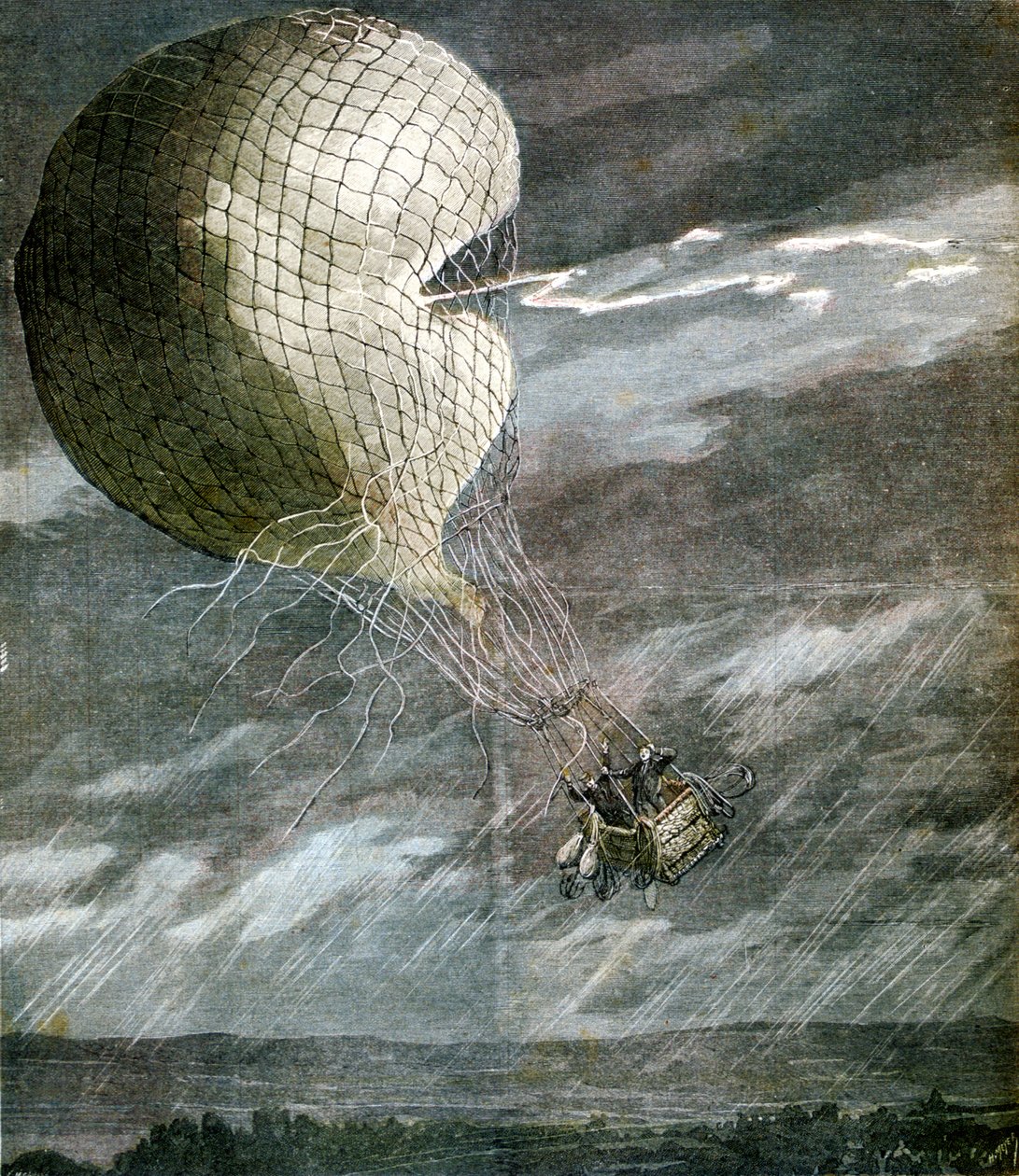 Balon zasažený bleskem poblíž Chicaga, Illinois, USA, 1891 od Unbekannt