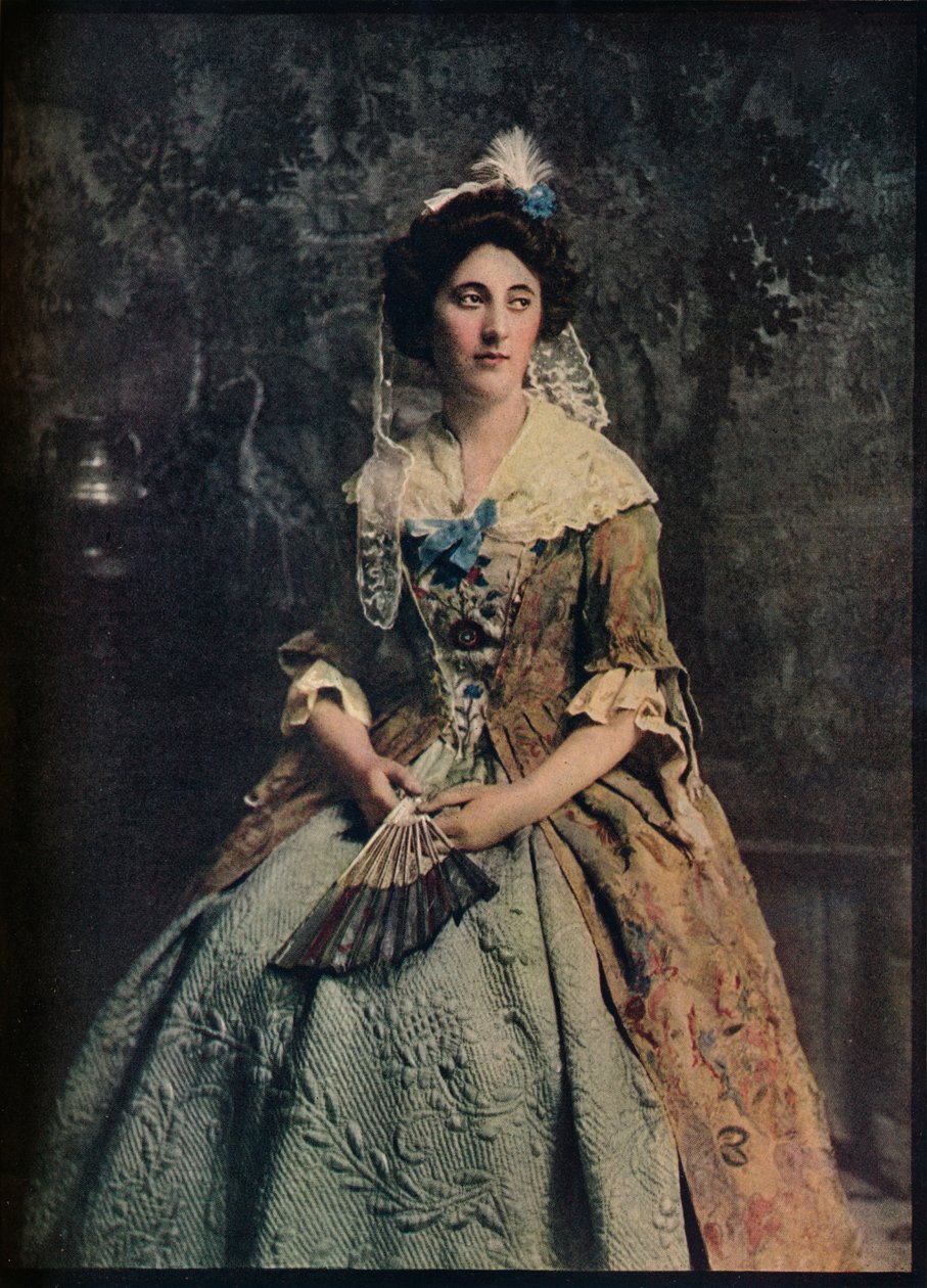 Šaty z počátku 18. století s krásným příkladem prošívané spodničky, c1913 od Unbekannt