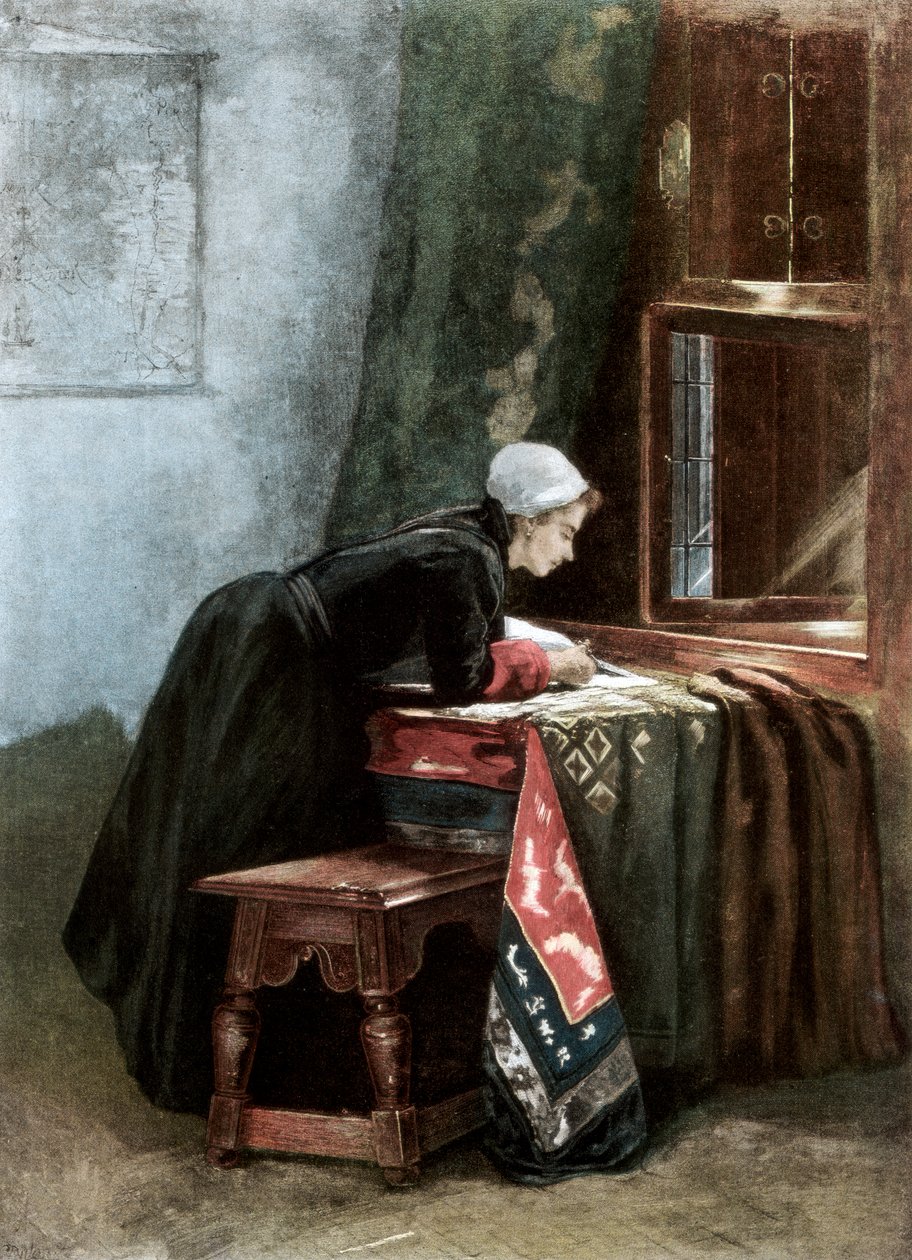 Holanďanka řezající plátno, 1889 od Unbekannt