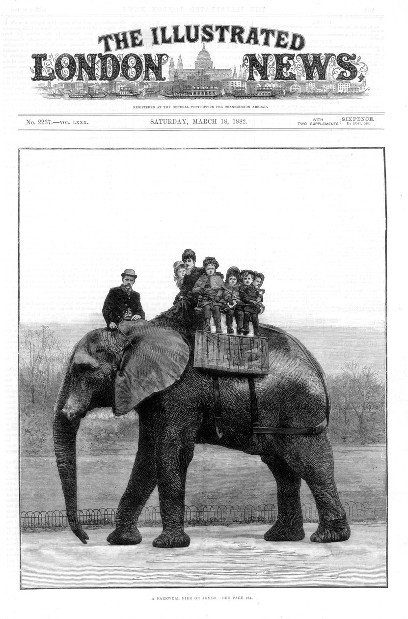 A Farewell Ride on Jumbo, London Zoo, 1882 od Unbekannt
