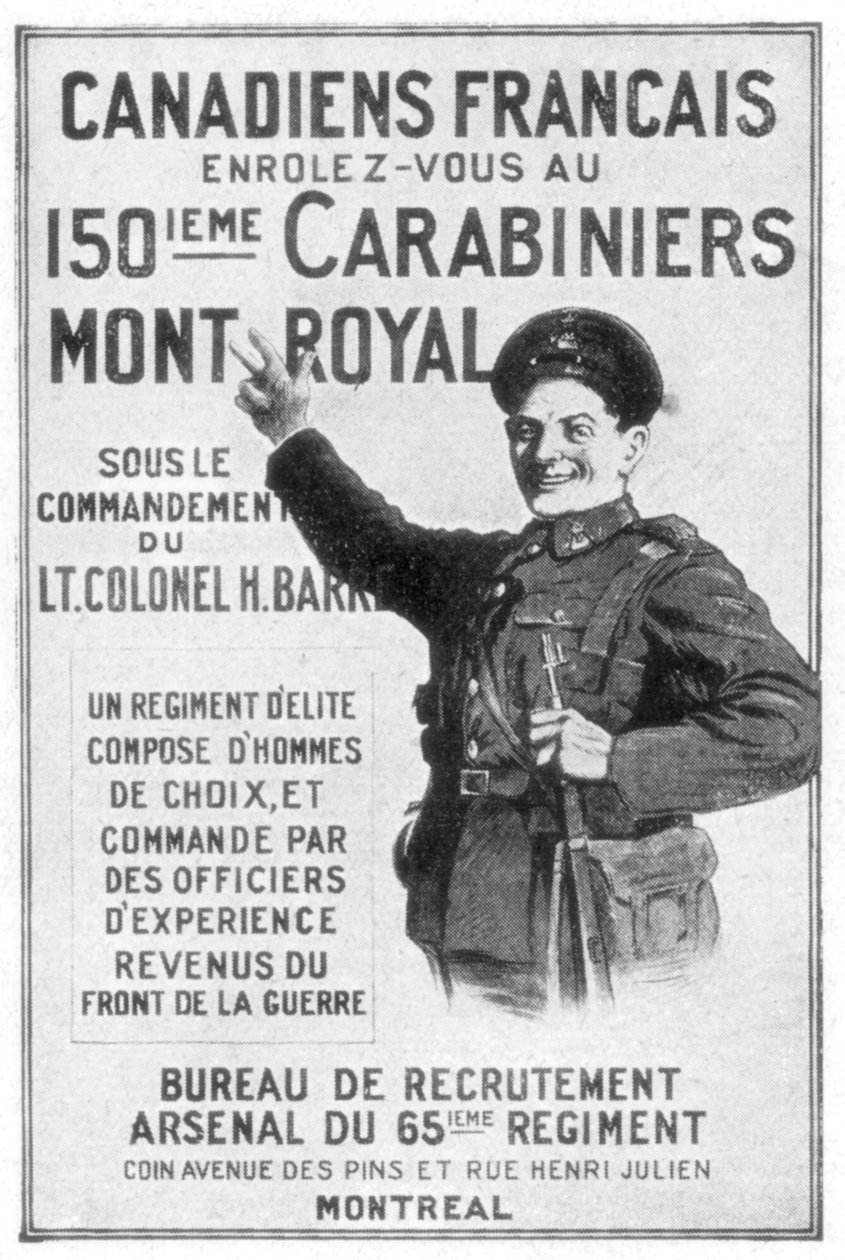 Francouzskokanadský náborový plakát, 1914 od Unbekannt
