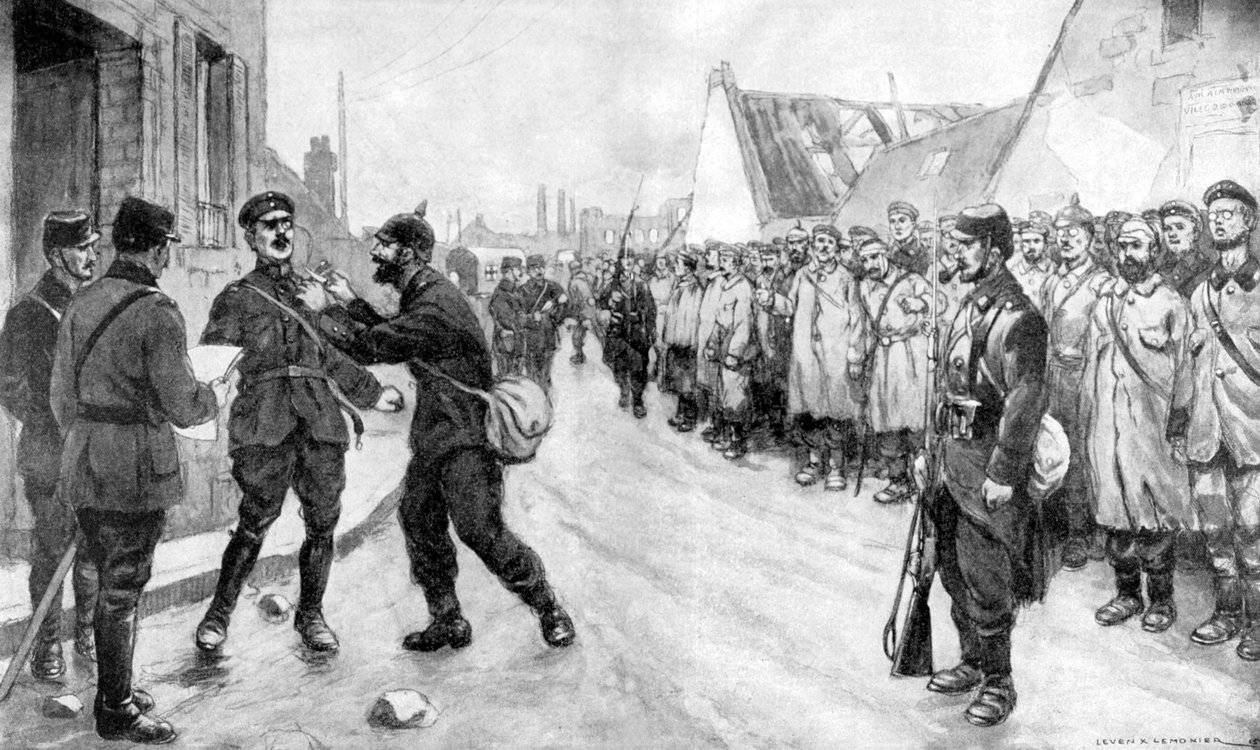 Německý vězeň se odváží zaútočit na důstojníka, Francie, první světová válka, 1915 od Unbekannt