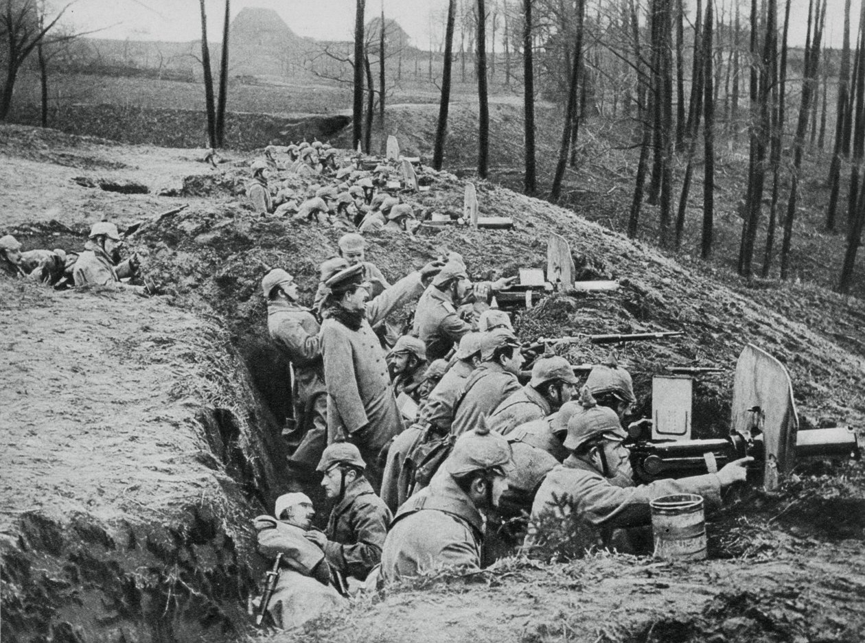 Německá rota kulometů během bitvy u Darkehmen, Rusko, první světová válka, 1915 od Unbekannt