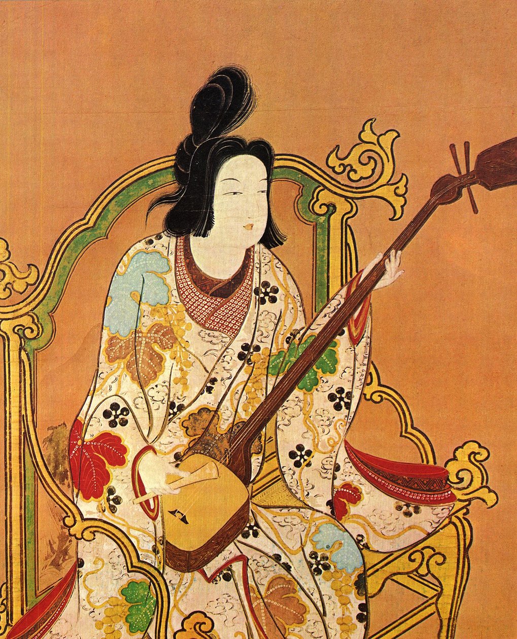 Dívka hrající Shamisen, druhá polovina 17. století. od Unbekannt