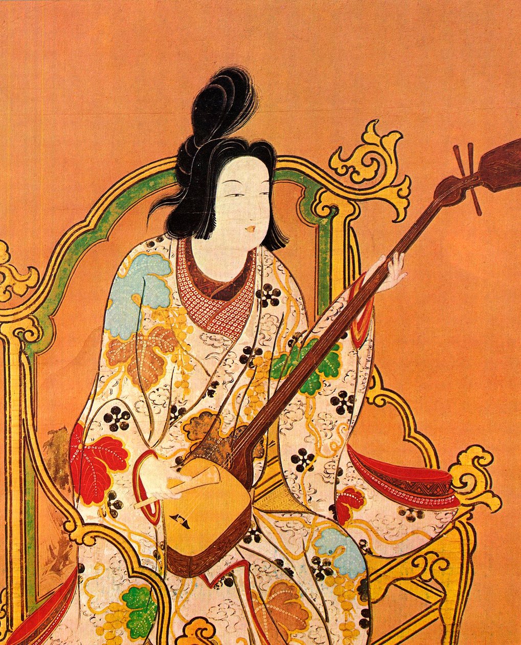 Dívka hrající Shamisen, druhá polovina 17. století. od Unbekannt