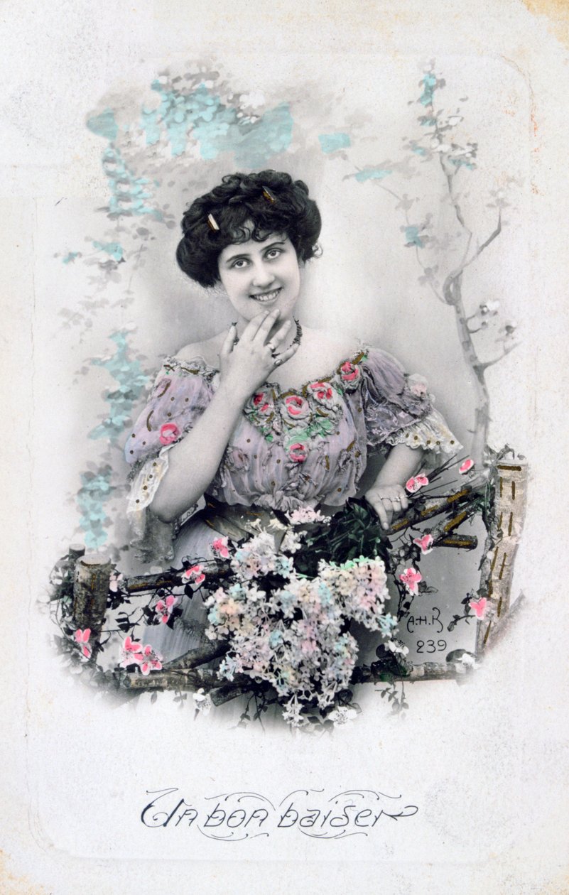 A Good Kiss, Francouzská pohlednice, c1900 od Unbekannt