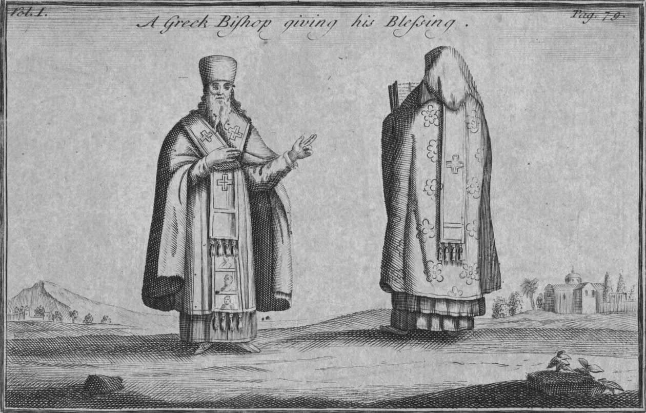 Řecký biskup udělující své požehnání, c1761 od Unbekannt