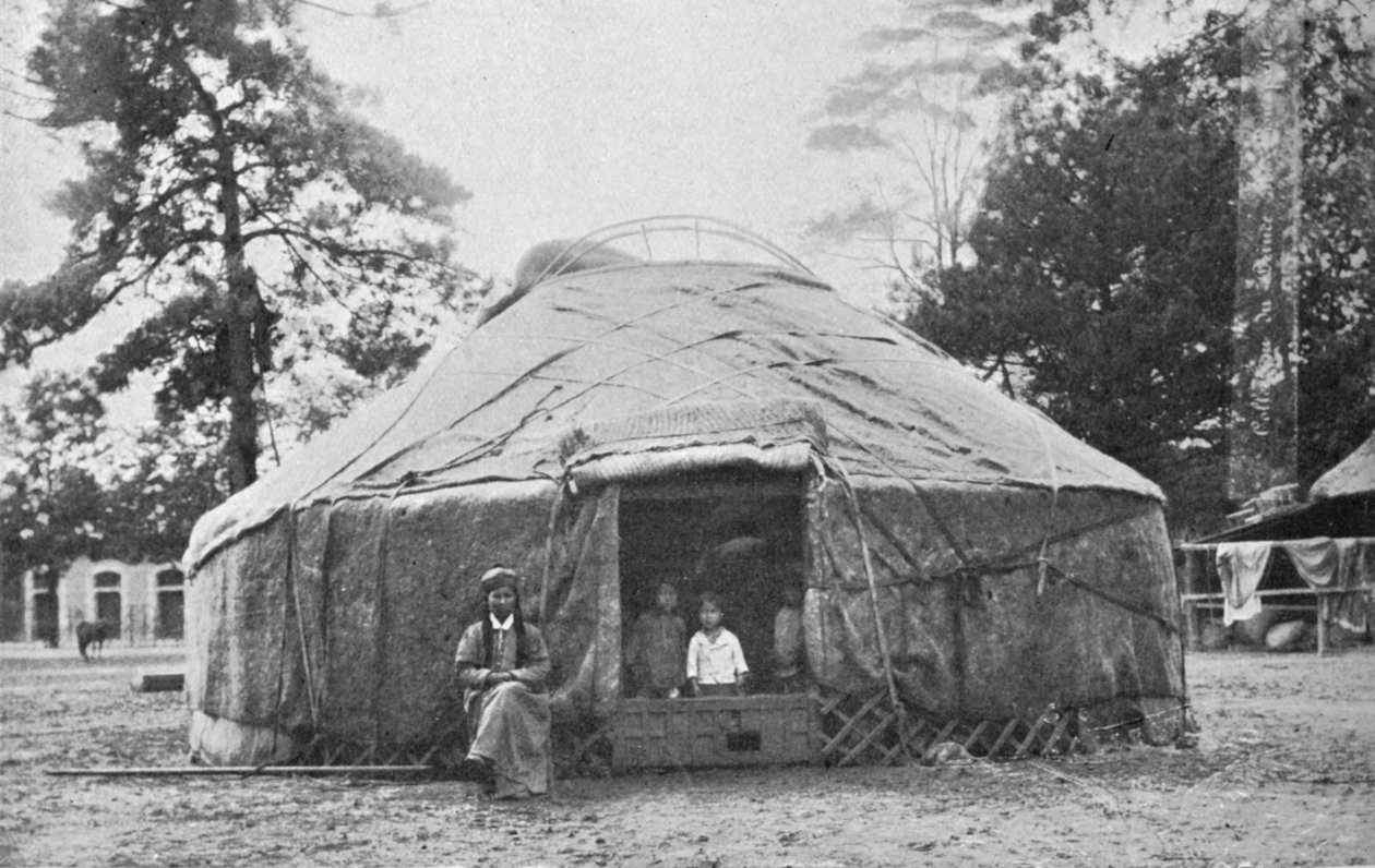 Kalmycké obydlí a jeho obyvatelé, 1912 od Unbekannt