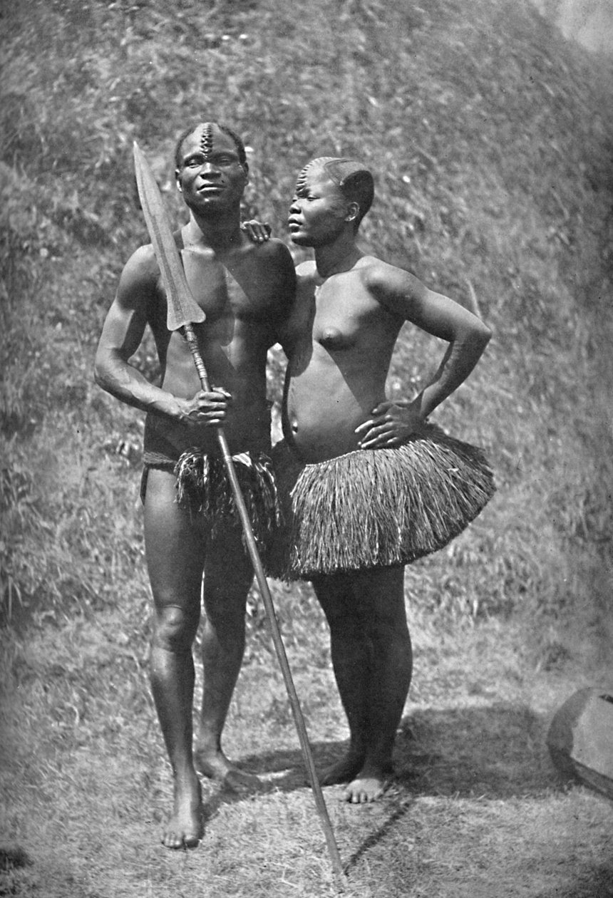 Mulolo Kongo válečník a jeho manželka z centrálních oblastí Konga, 1902 od Unbekannt