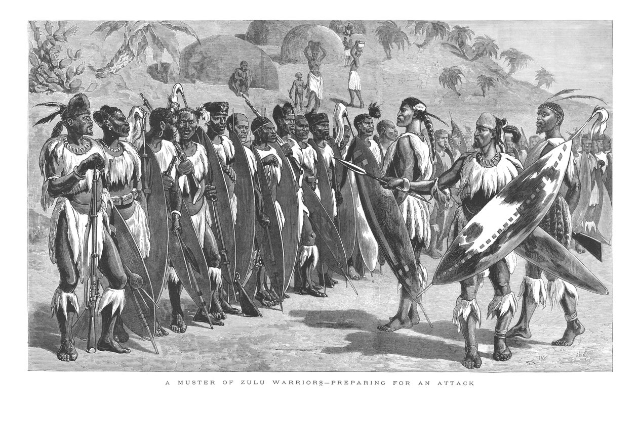 Shromáždění zuluských válečníků - Příprava na útok., 1879 od Unbekannt
