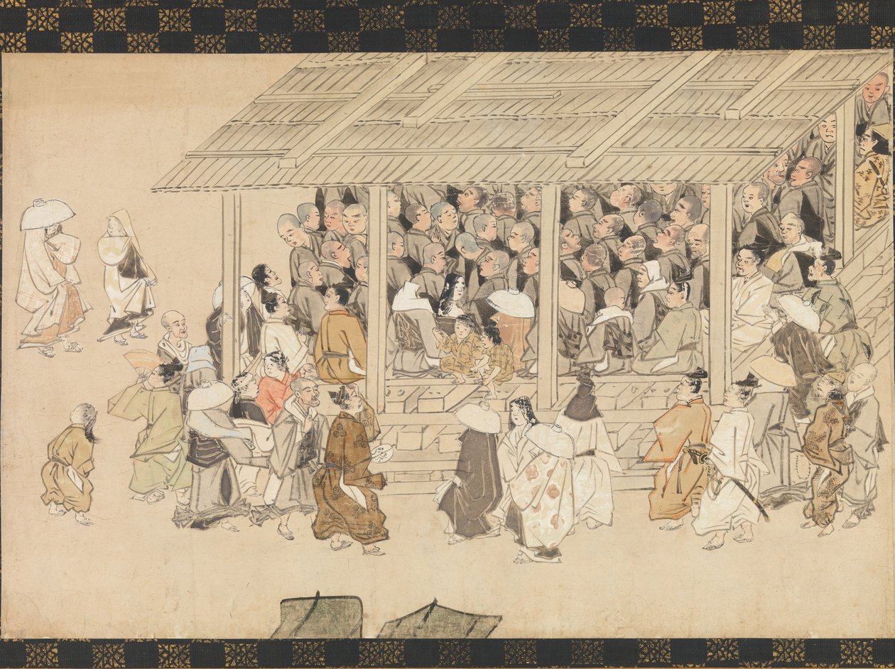 Shromáždění Nenbutsu v Ichiya, Kyoto, z Ilustrované biografie mnicha..., konec 14. stol. od Unbekannt