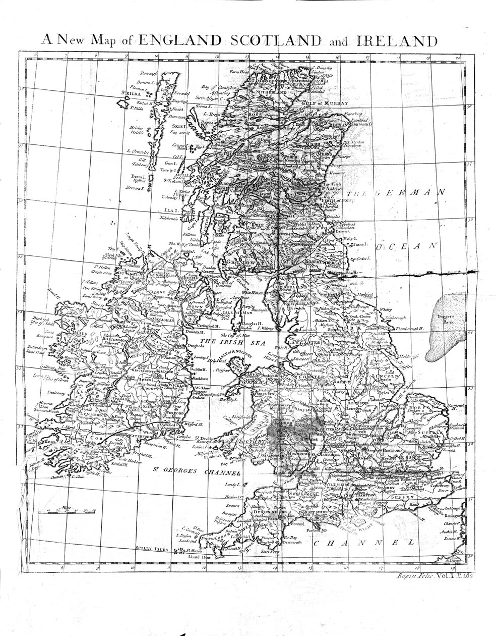 Nová mapa Anglie Skotsko a Wales, c19. století od Unbekannt