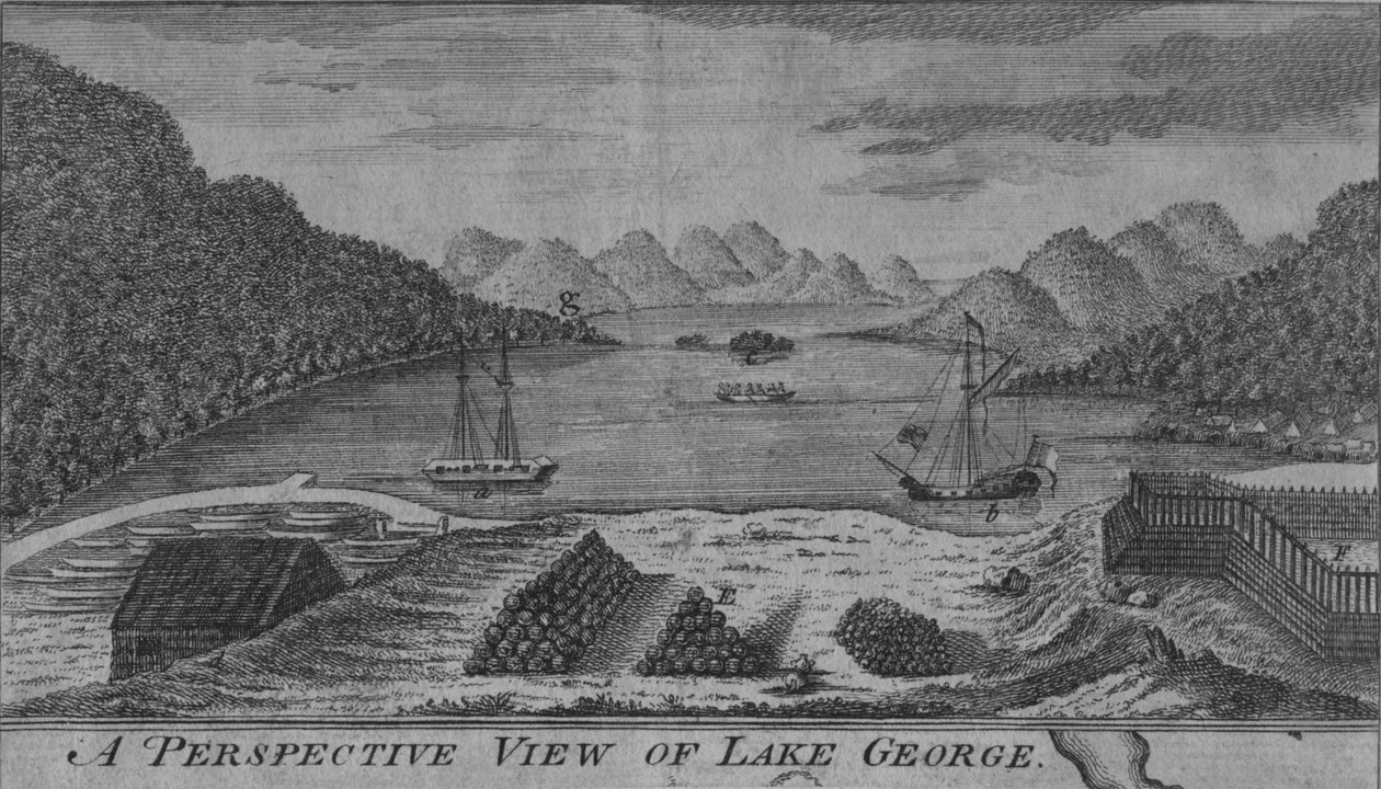 Perspektivní pohled na jezero George, c18. století od Unbekannt