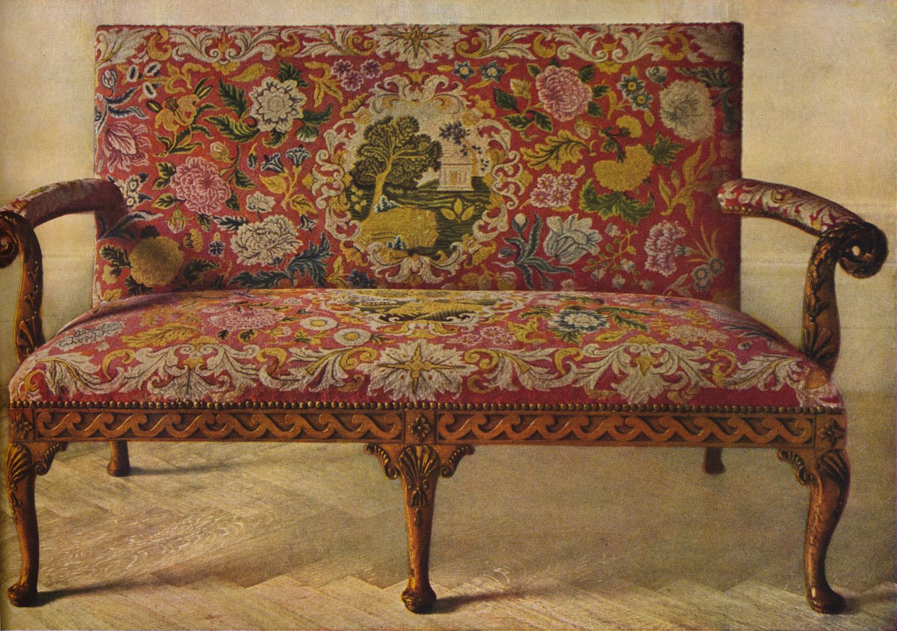 Pohovka královny Anny čalouněná v Petit Point, c1900, 1936 od Unbekannt