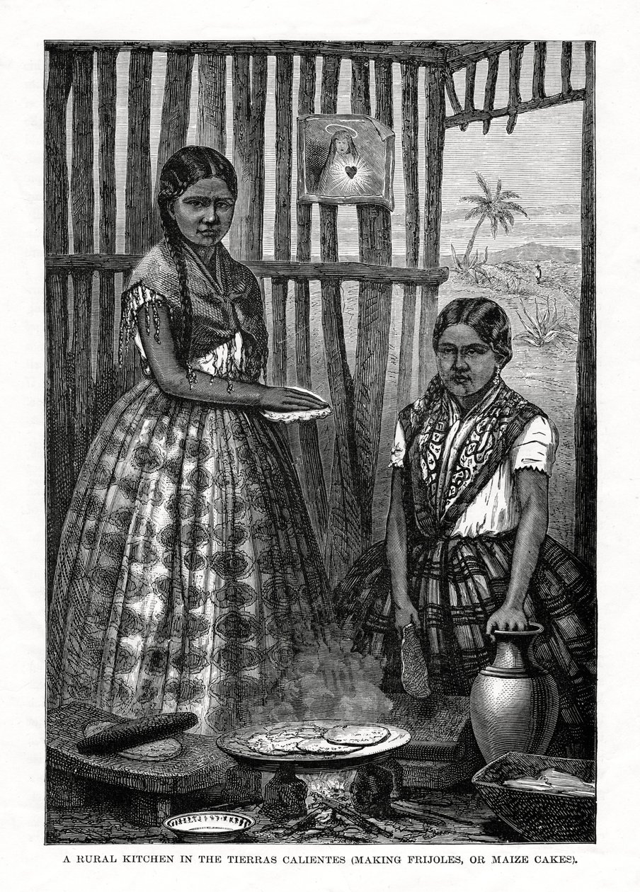 Venkovská kuchyně v Tierras Calientes, Mexiko, 1877 od Unbekannt