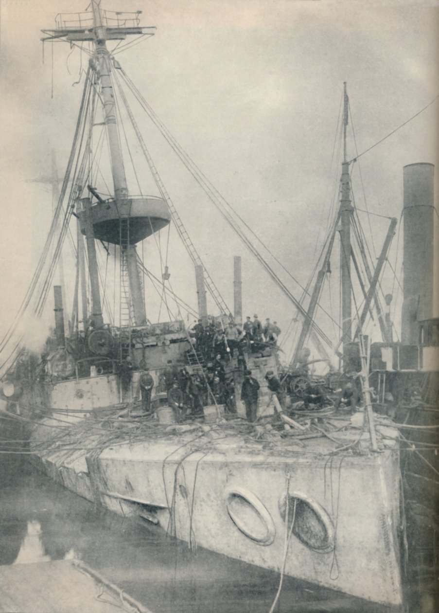 Triumf záchrany. Křižník Gladiator, podporovaný záchrannými remorkéry, 1908, 1936 od Unbekannt