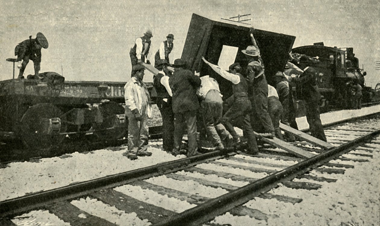 Vlak se speciálním zbožím to vezme po kolejích, 1901. od Unbekannt