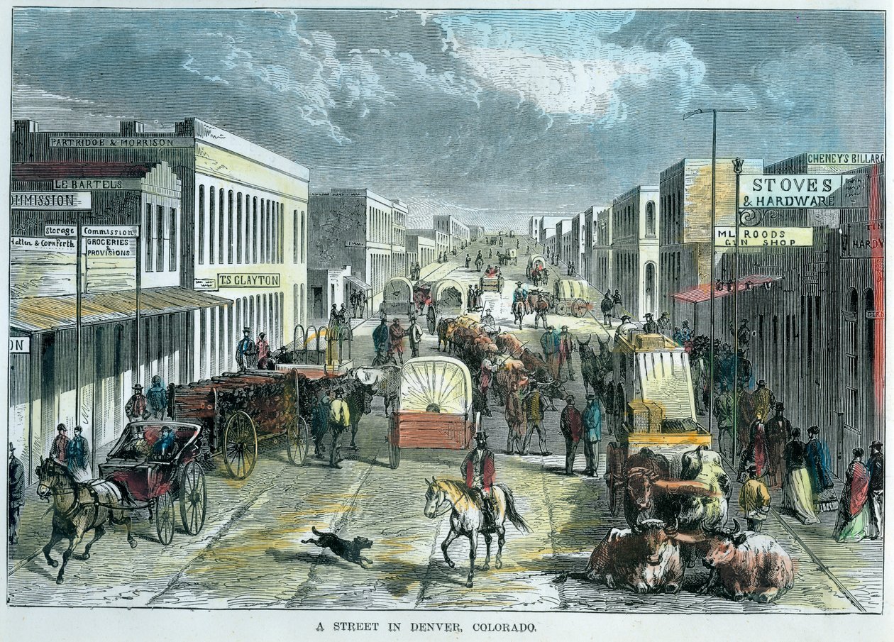 Ulice v Denveru, Colorado, USA, c1880 od Unbekannt
