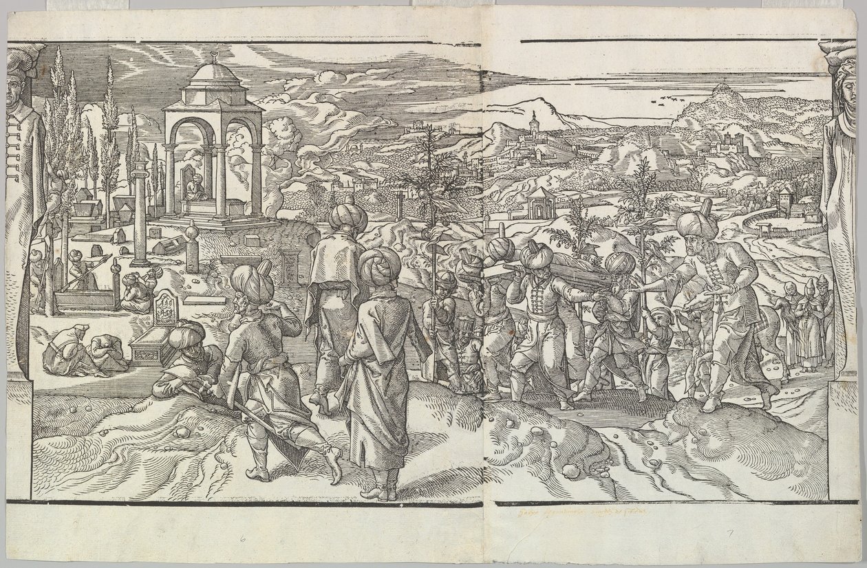 Turecký pohřeb z vlysu Ces Moeurs et fachons de faire de Turcz Customs and Fas..., 1553. od Unbekannt