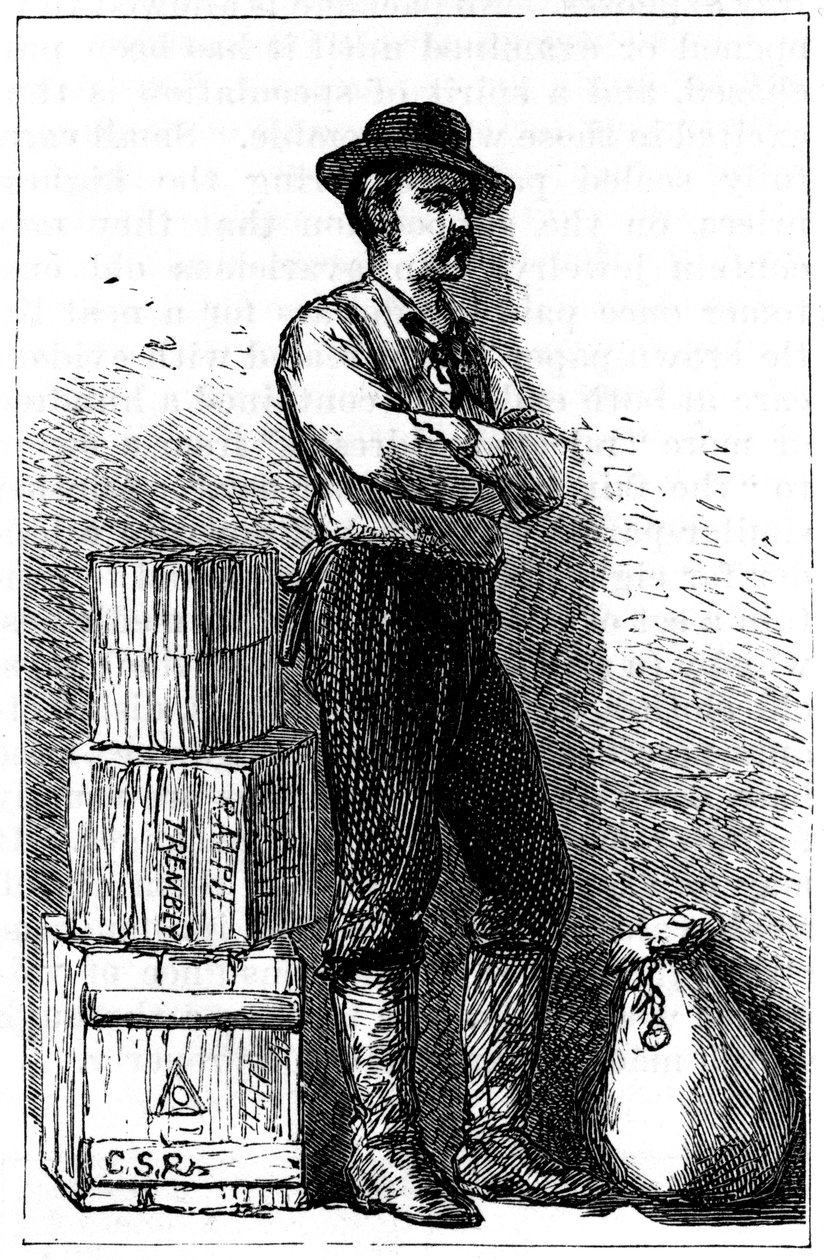 Posel Wells Fargo z jejich expresní doručovací služby přes Panamskou šíji, 1875 od Unbekannt