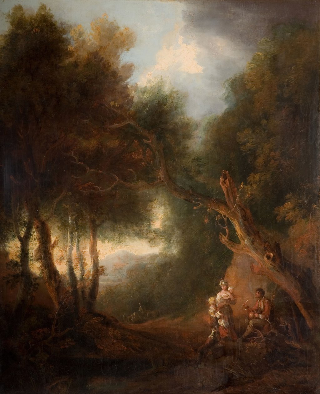 Zalesněná krajina, podzimní večer, pravděpodobně kolem roku 1800. od Unbekannt