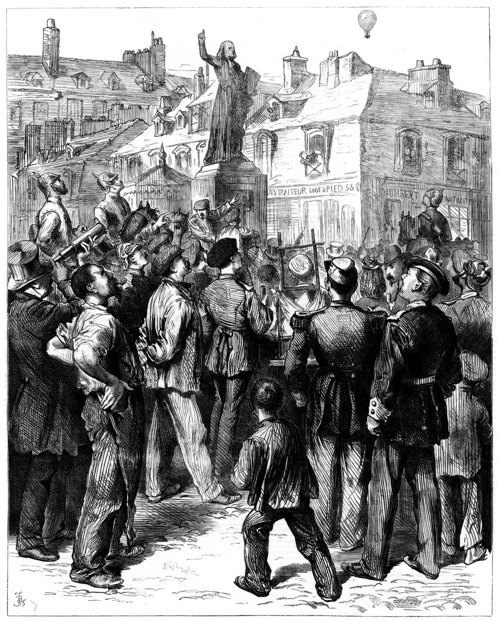 Balón z Paříže prolétávající přes Versailles, francouzsko-pruská válka, 1870 1871 od Unbekannt
