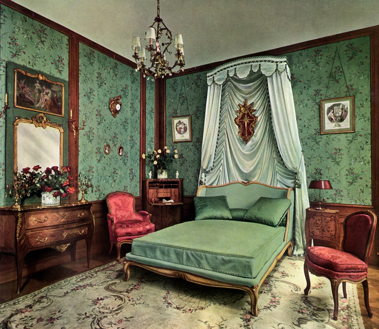 Ložnice z doby vlády Ludvíka XV. Pokoj, Hotel des Saints Pères, Paříž, 1938 od Unbekannt