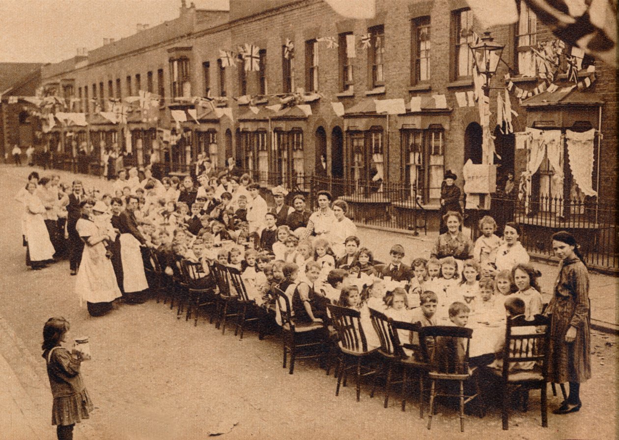 Dětský čajový dýchánek na East End Street v Londýně na oslavu Versailleské smlouvy at&t od Unbekannt