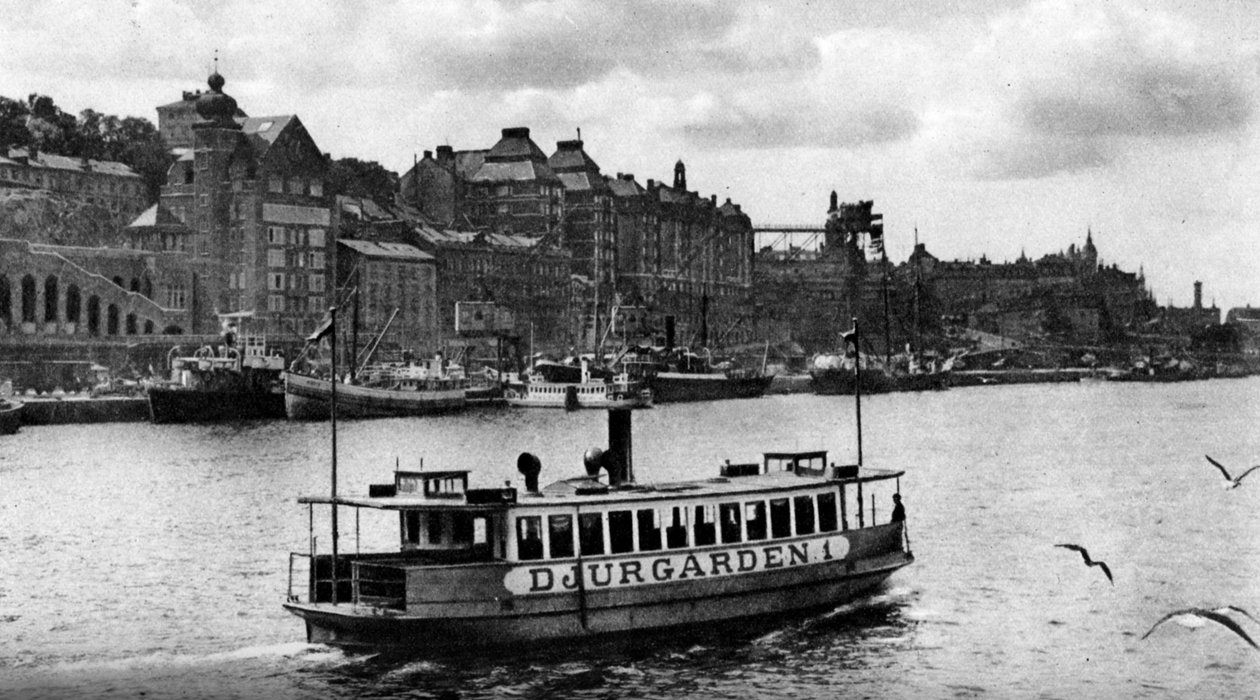 Trajekt na cestě na ostrov Djurgarden, Stockholm, Švédsko, c1923 od Unbekannt