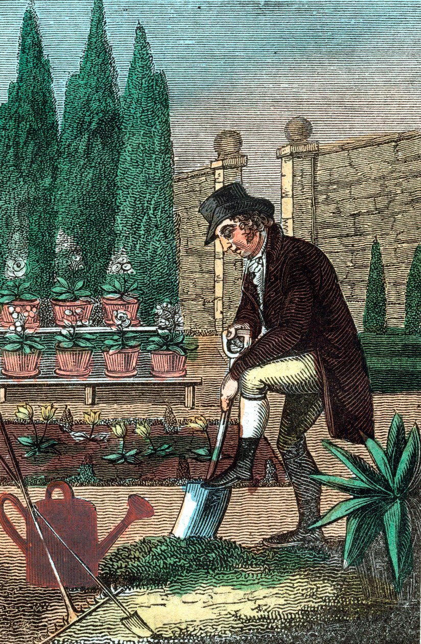 Zahradník kopající rýčem, 1821 od Unbekannt