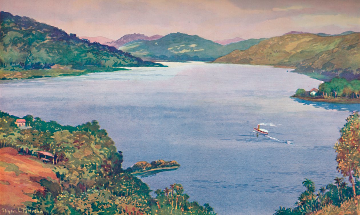 Letmý pohled na velké umělé jezero v Ribeirao das Lajes, 1914 od Unbekannt