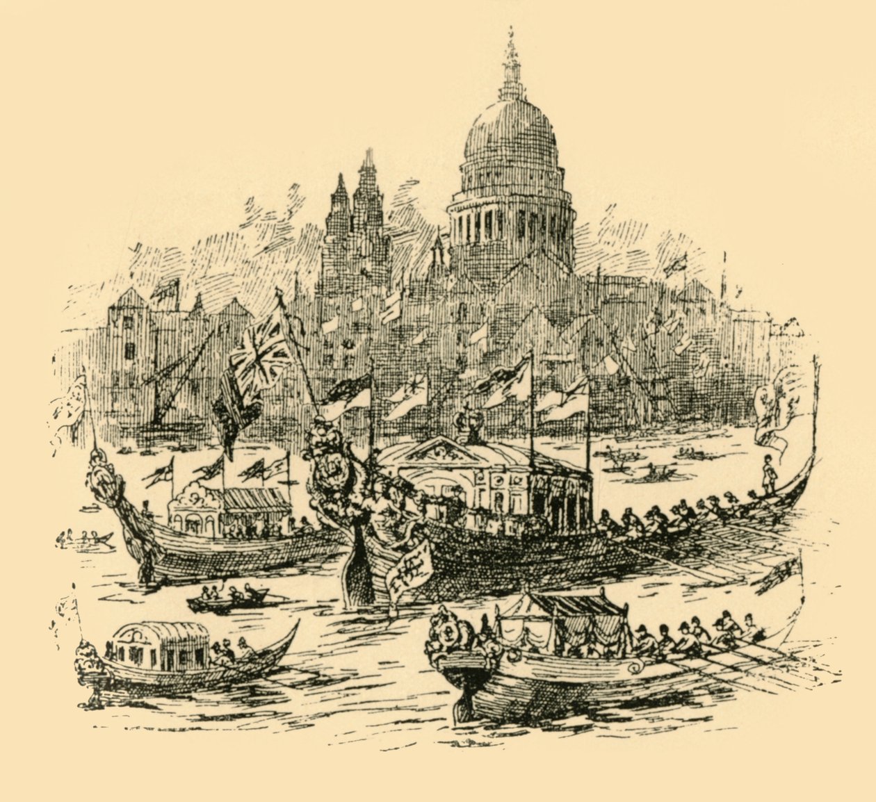 Velký průvod zdobených člunů z Whitehallu do Limehouse, 1907. od Unbekannt