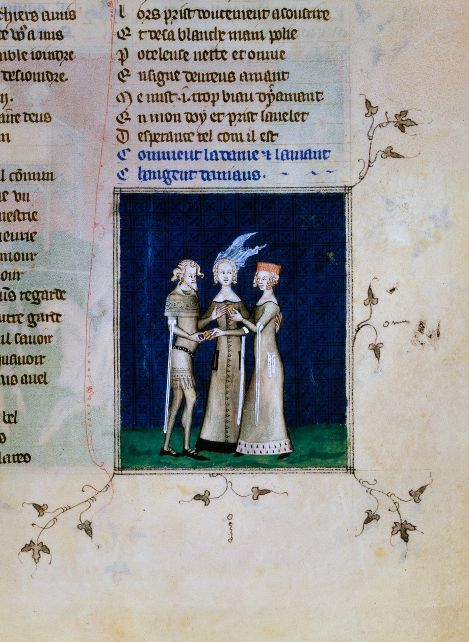Rytíř a dáma si vyměňují prsteny, c1350 od Unbekannt
