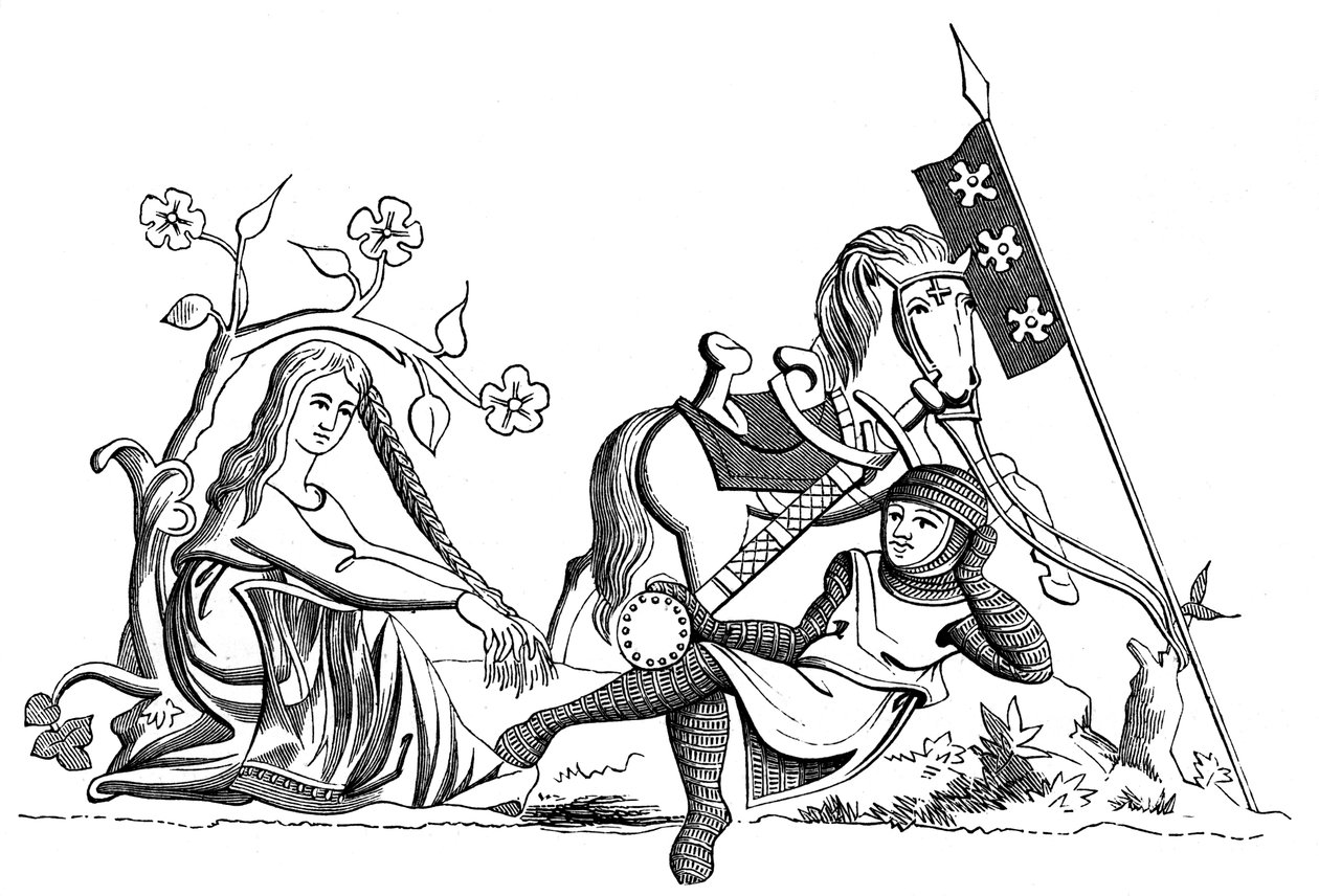 Rytíř a panna, 13. století 1849 od Unbekannt