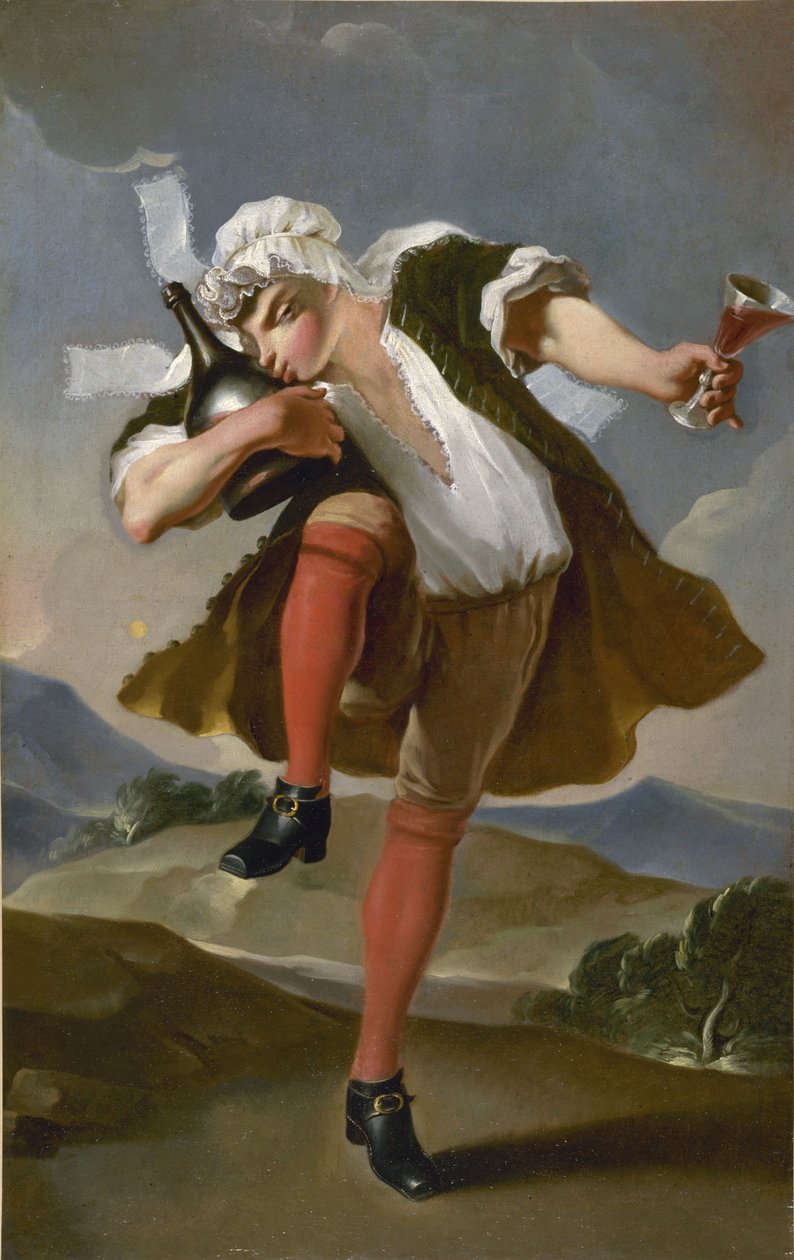 Na pravou láhev. Vývěsní štít obchodníka s vínem, mezi 1780 a 1800. od Unbekannt