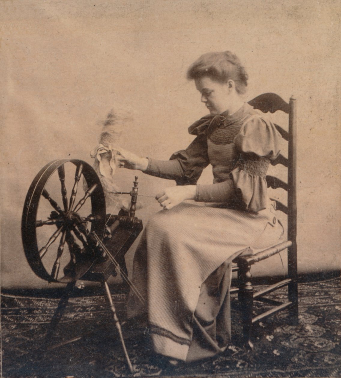 Dáma na kolovratu c1900 od Unbekannt