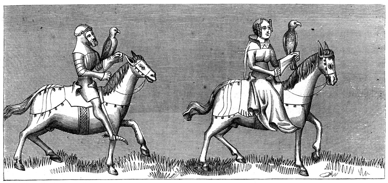 Dáma na cestě za jestřábnictvím, 14. století 1849 od Unbekannt