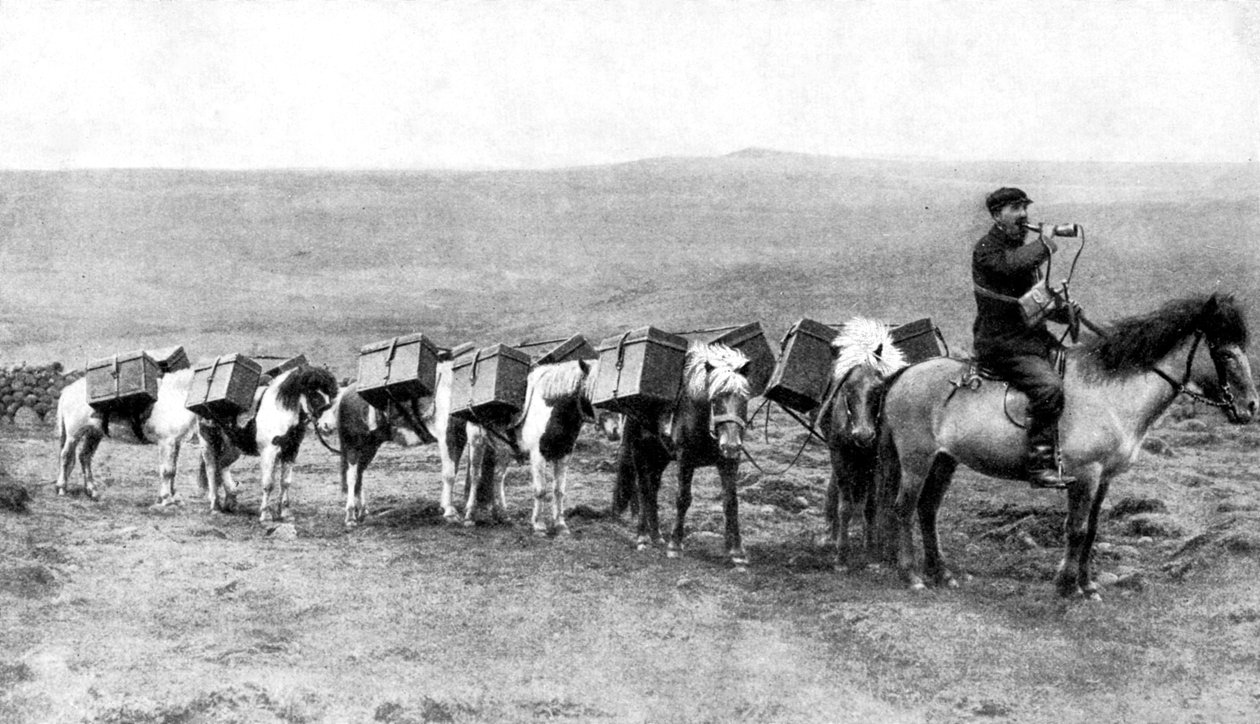 Poštovní karavana překračující islandské pláně, Island, 1922 od Unbekannt
