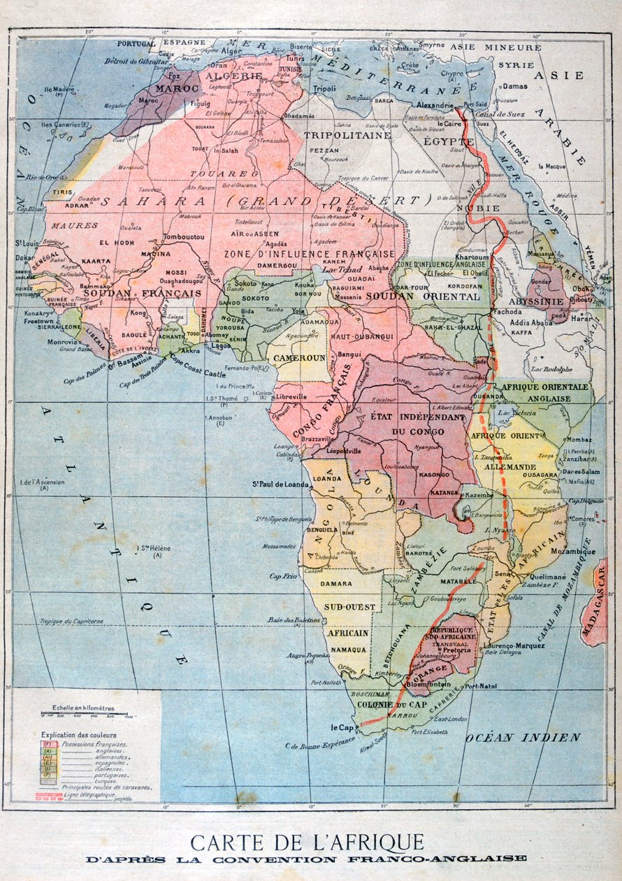 Mapa Afriky po Anglo-francouzské úmluvě, 1899 od Unbekannt