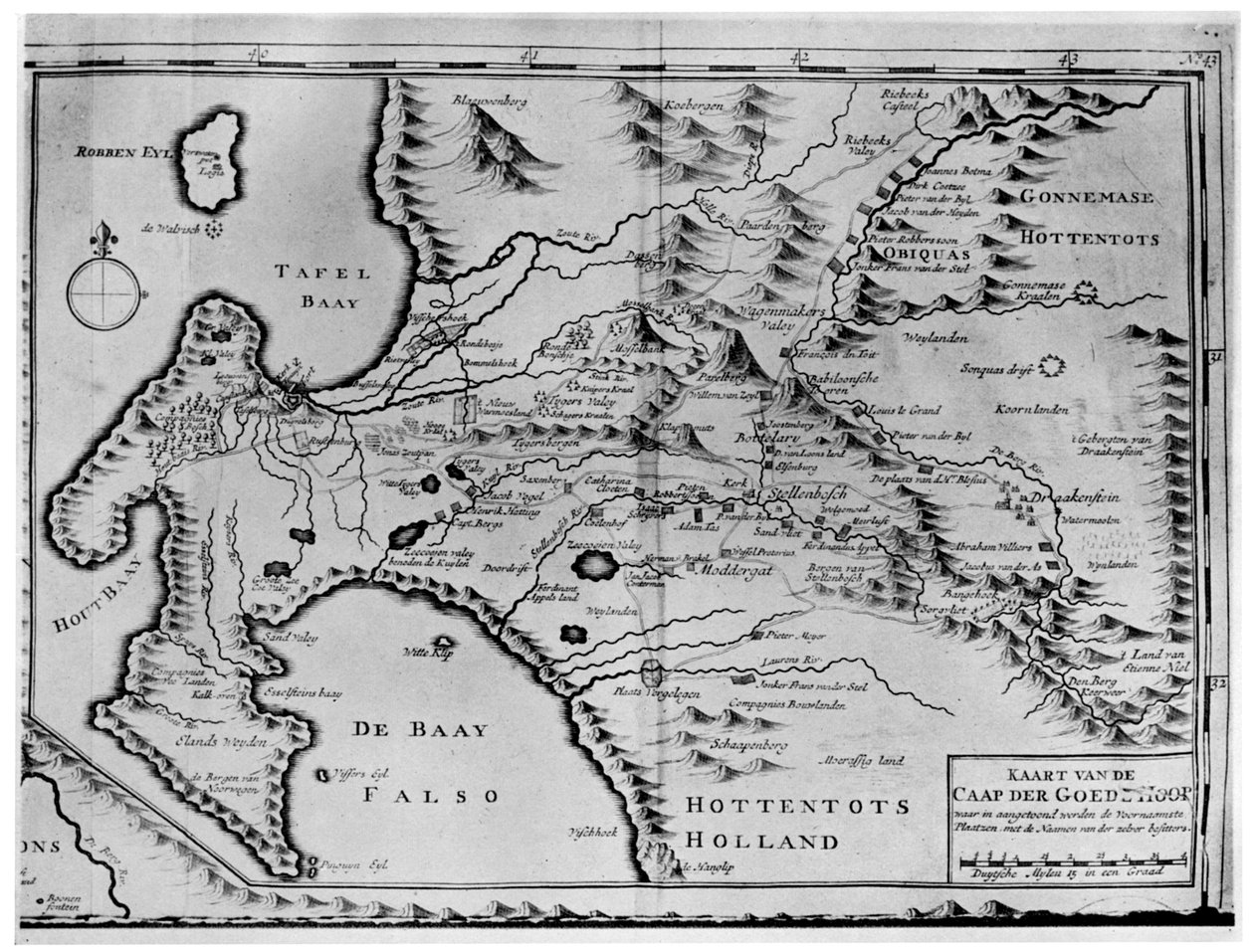 Mapa mysu Dobré naděje v době van der Stels, Jižní Afrika, 18. století 1931 od Unbekannt